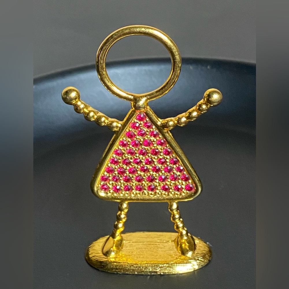 Firenza Birthstone Metal Figurine Gold Tone Ruby July Crystal Figurine